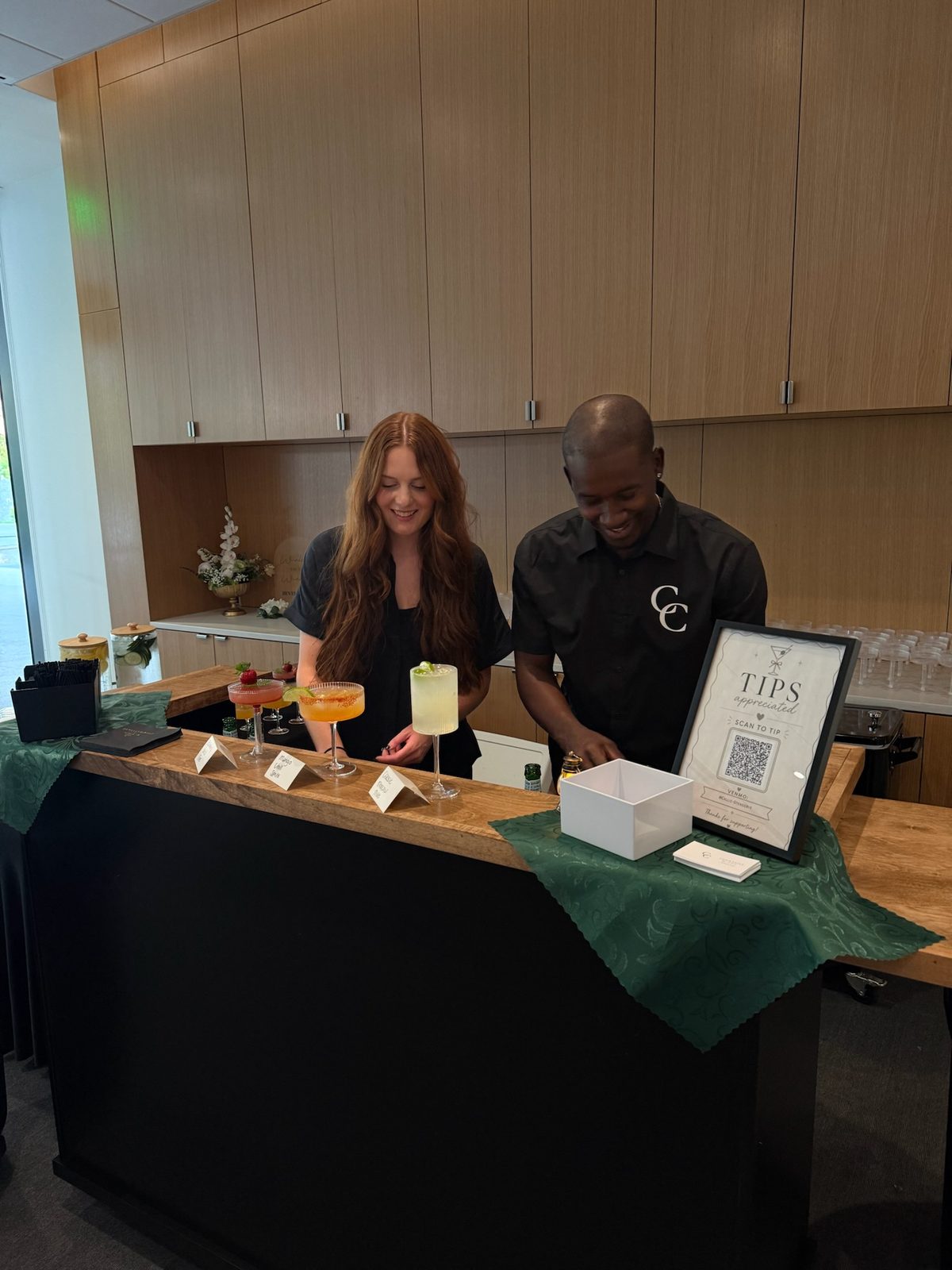 Mobile bar set up at a corporate event